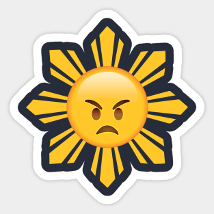 Angry Grumpy Filipino Sun Emoji Face Sticker